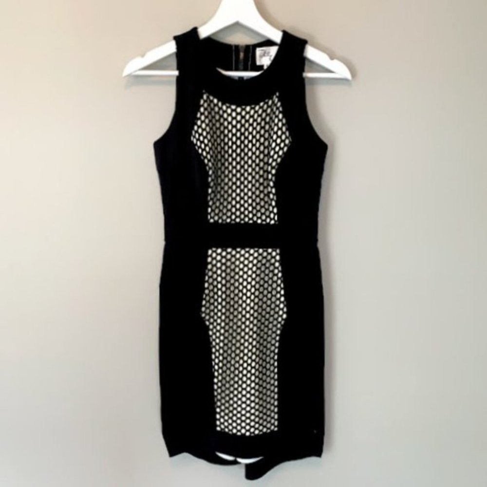 Milly Black Black Mesh Panel Dress Stretchy - 0